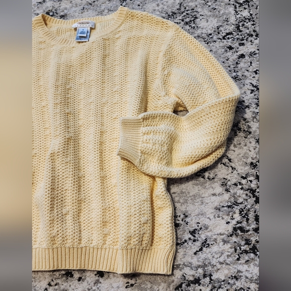 *SOLD* TALBOTS Vintage Knit Sweater Cotton Light Yellow Size MP - Picture 3 of 9